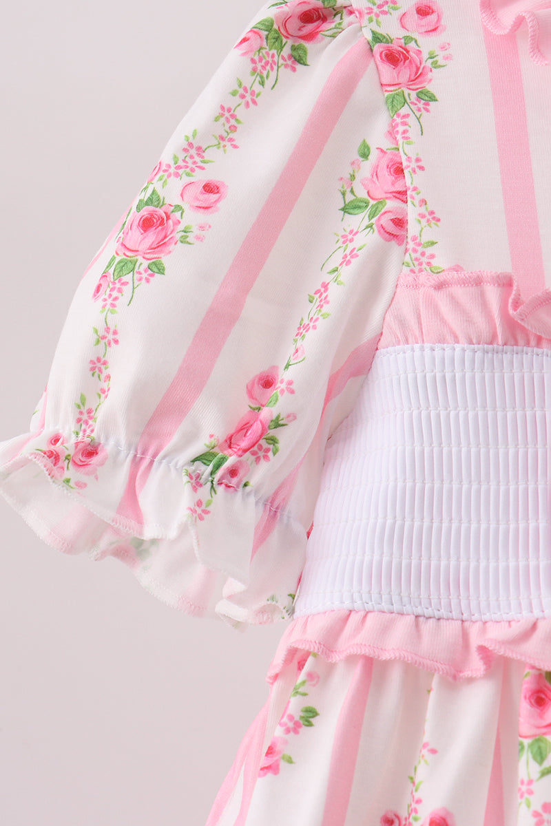 Pink Pumpkin Embroidery Ruffle Shorts Set