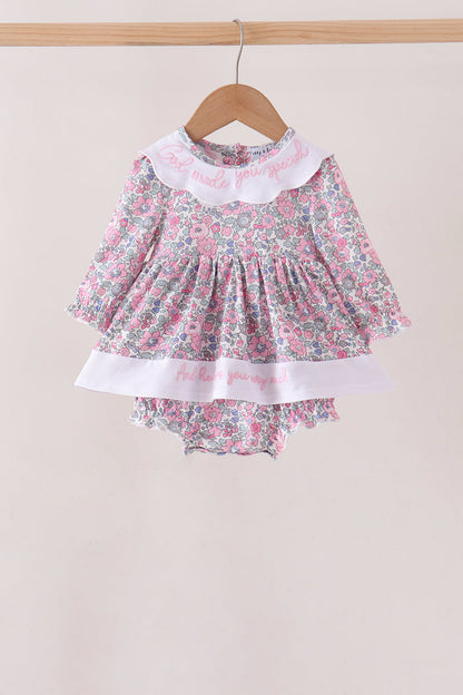 Pink Floral Embroidery Bubble