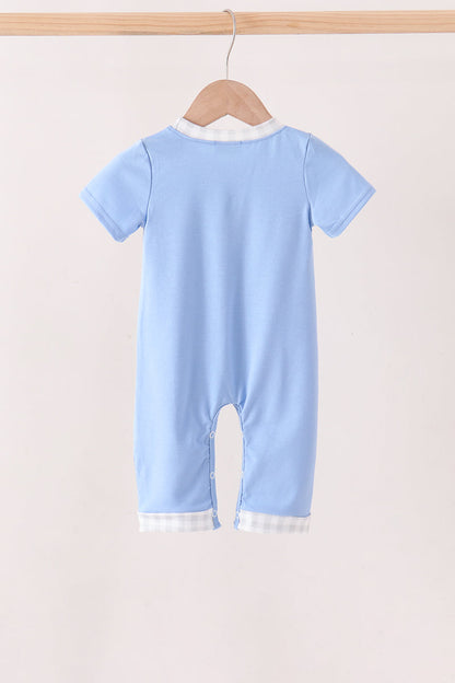 Blue Embroidery Romper