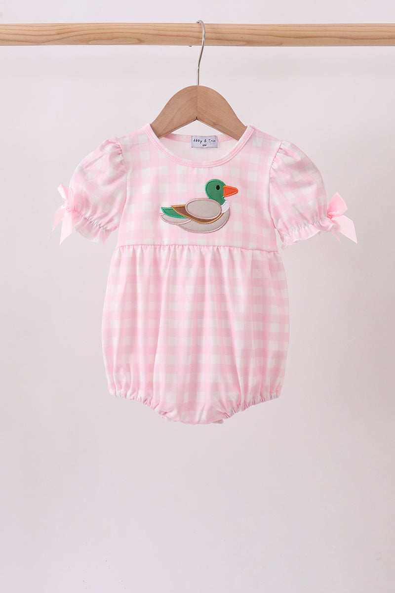 Pink Mallard Applique Gingham Bubble