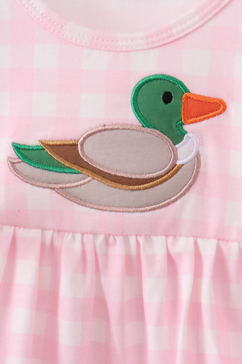 Pink Mallard Applique Gingham Bloomer Set
