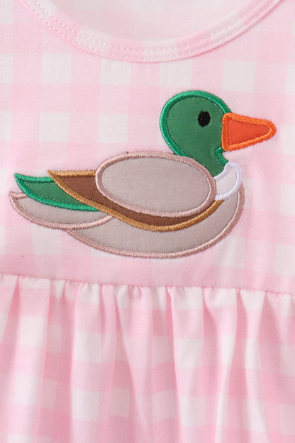 Pink Mallard Applique Gingham Bloomer Set