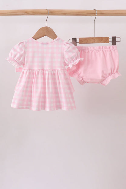Pink Mallard Applique Gingham Bloomer Set