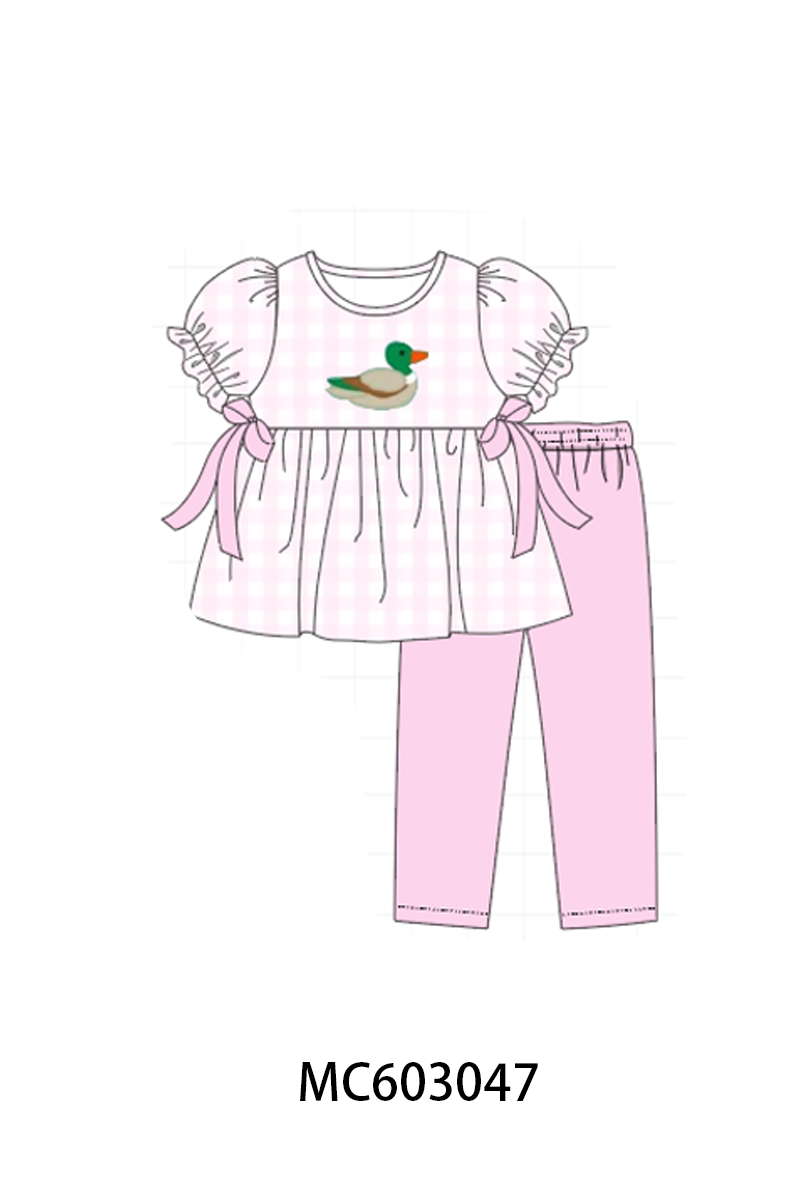 Pink Mallard Applique Pants Set