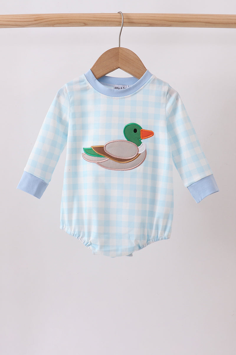 Blue Mallard Applique Gingham Bubble