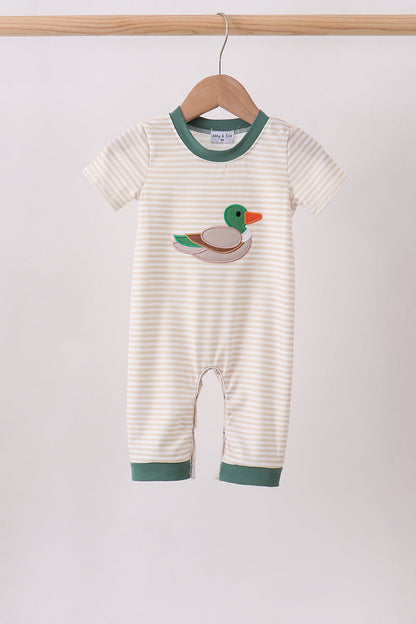Brown Stripe Mallard Applique Romper