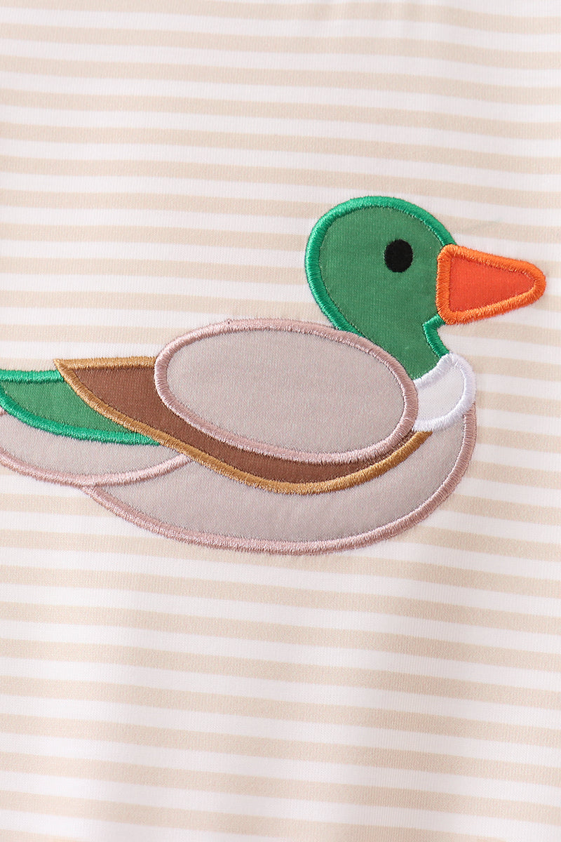 Brown Stripe Mallard Applique Romper