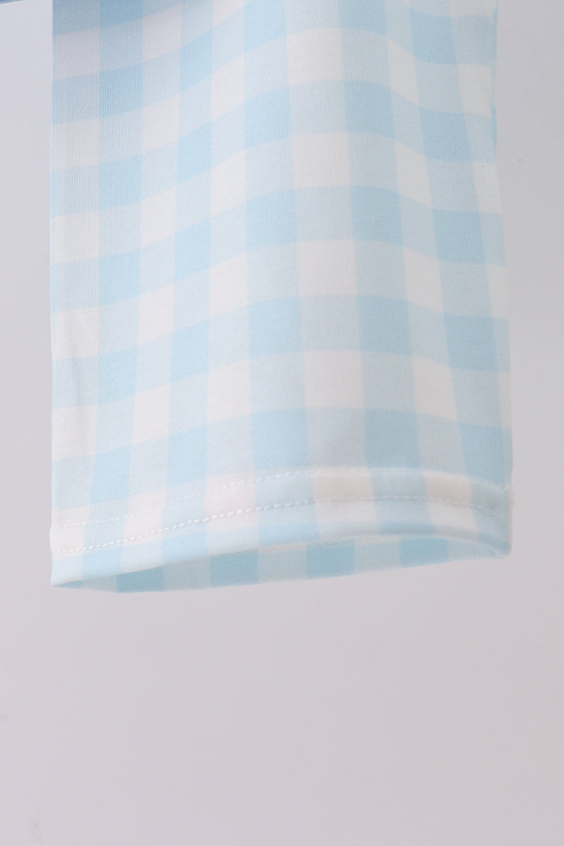 Blue Mallard Applique Gingham Pants Set