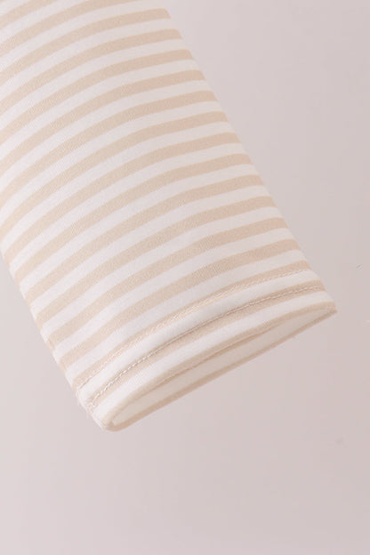 Brown Stripe Mallard Embroidery Top