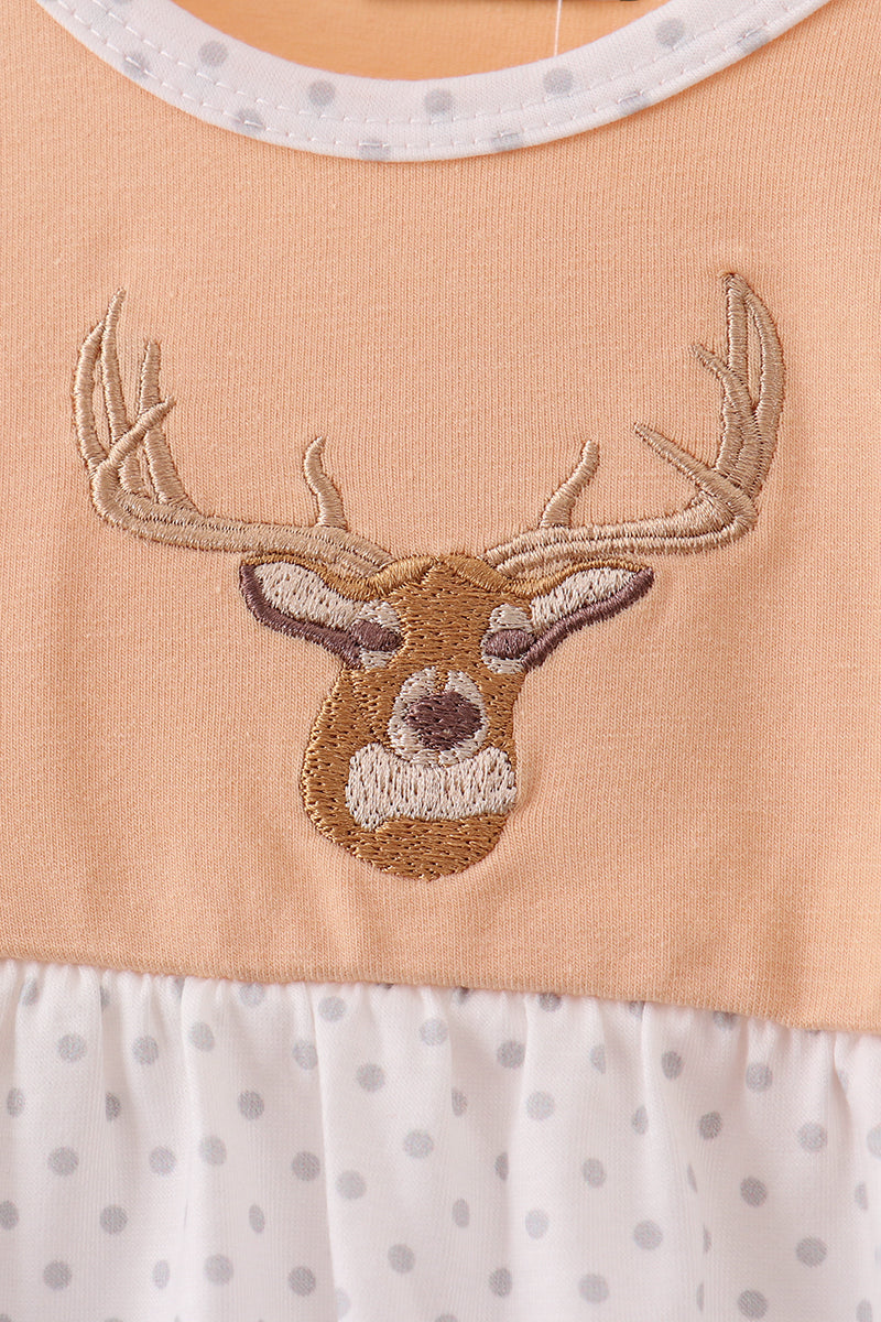 Beige Deer Embroidery Bubble