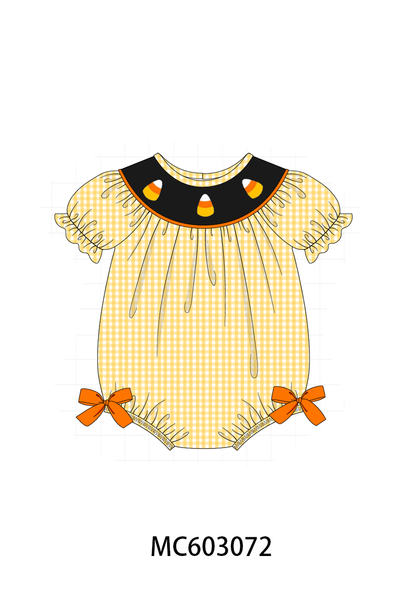 Mustard Candy Embroidery Gingham Bubble