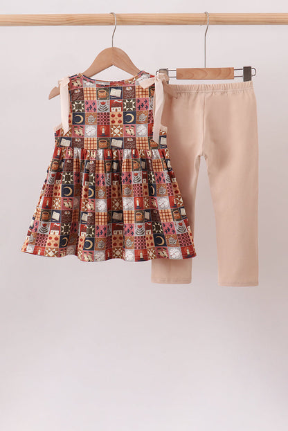Brown Made to Worship Embroidery Pants Set