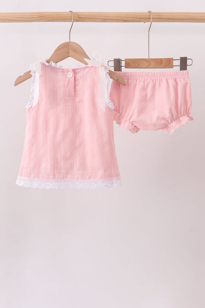Pink Lace Jacquard Bloomer Set