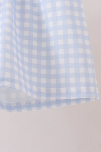 Blue Pumpkin Embroidery Gingham Shorts Set
