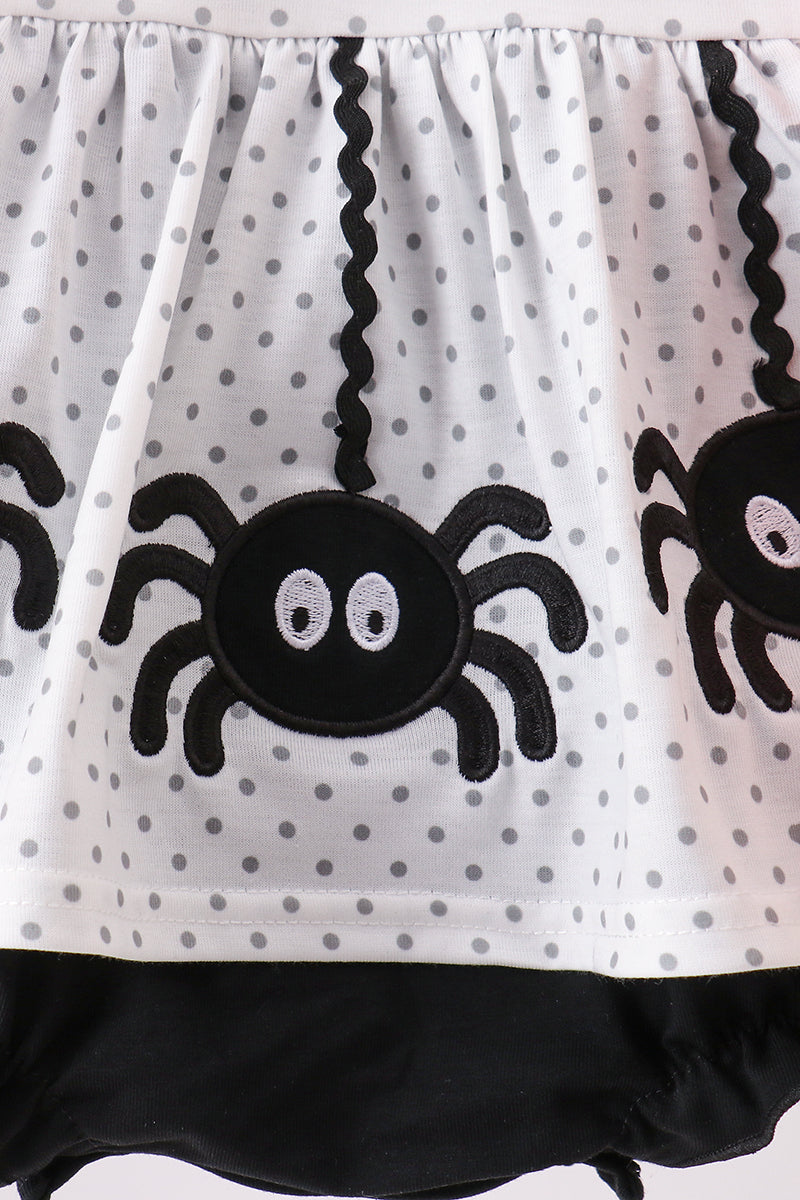 Black Spider Embroidery Ruffle Bubble