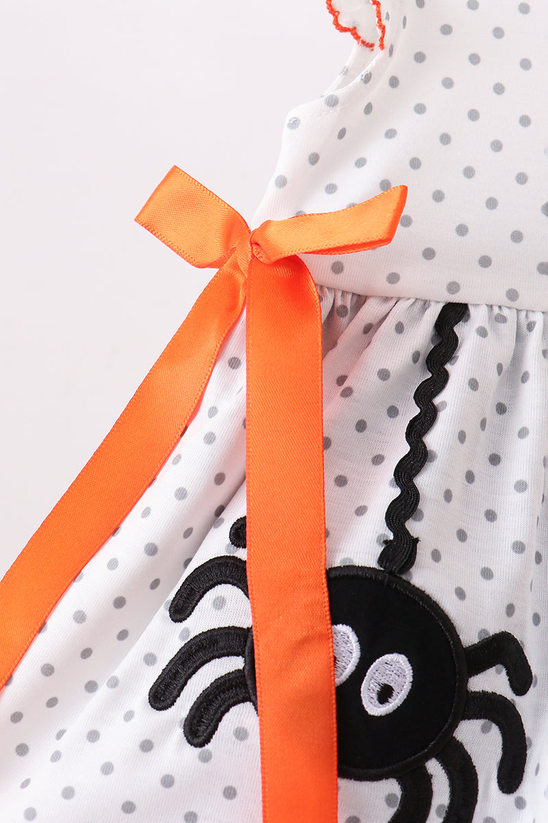 Black Spider Embroidery Ruffle Bubble