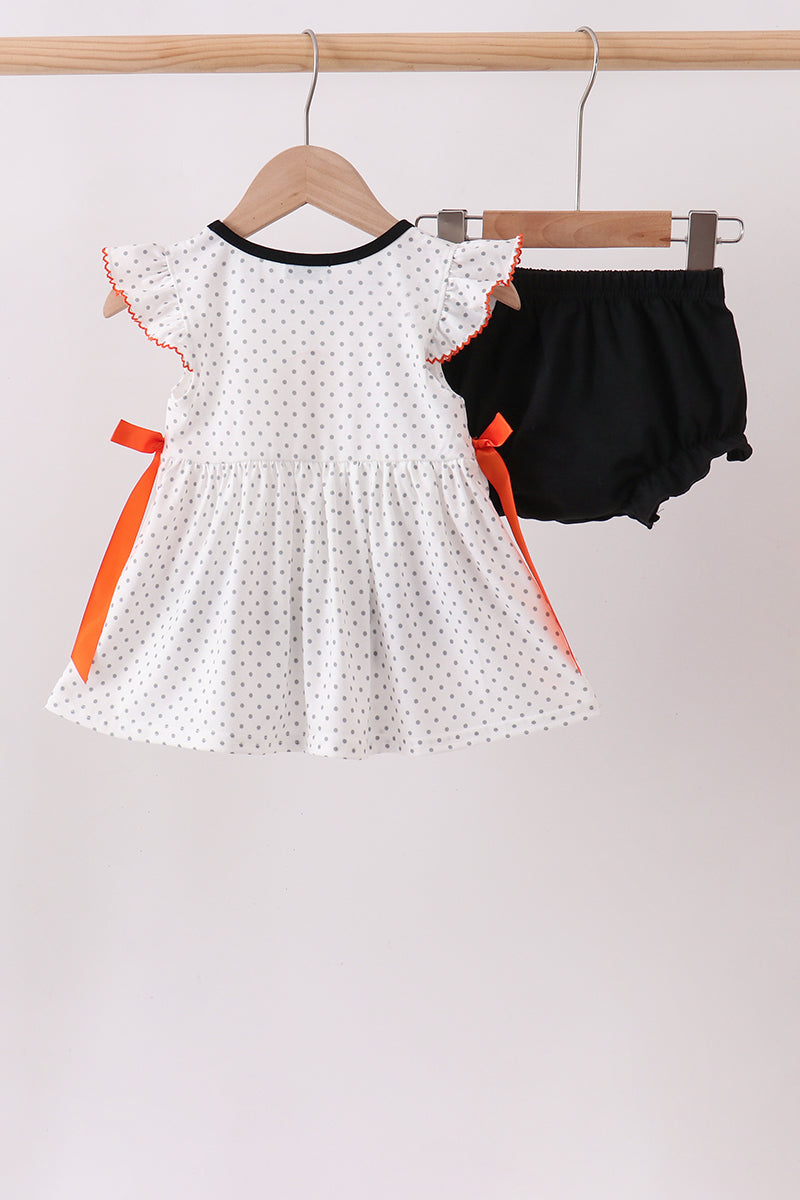 Black Spider Embroidery Ruffle Bloomer Set