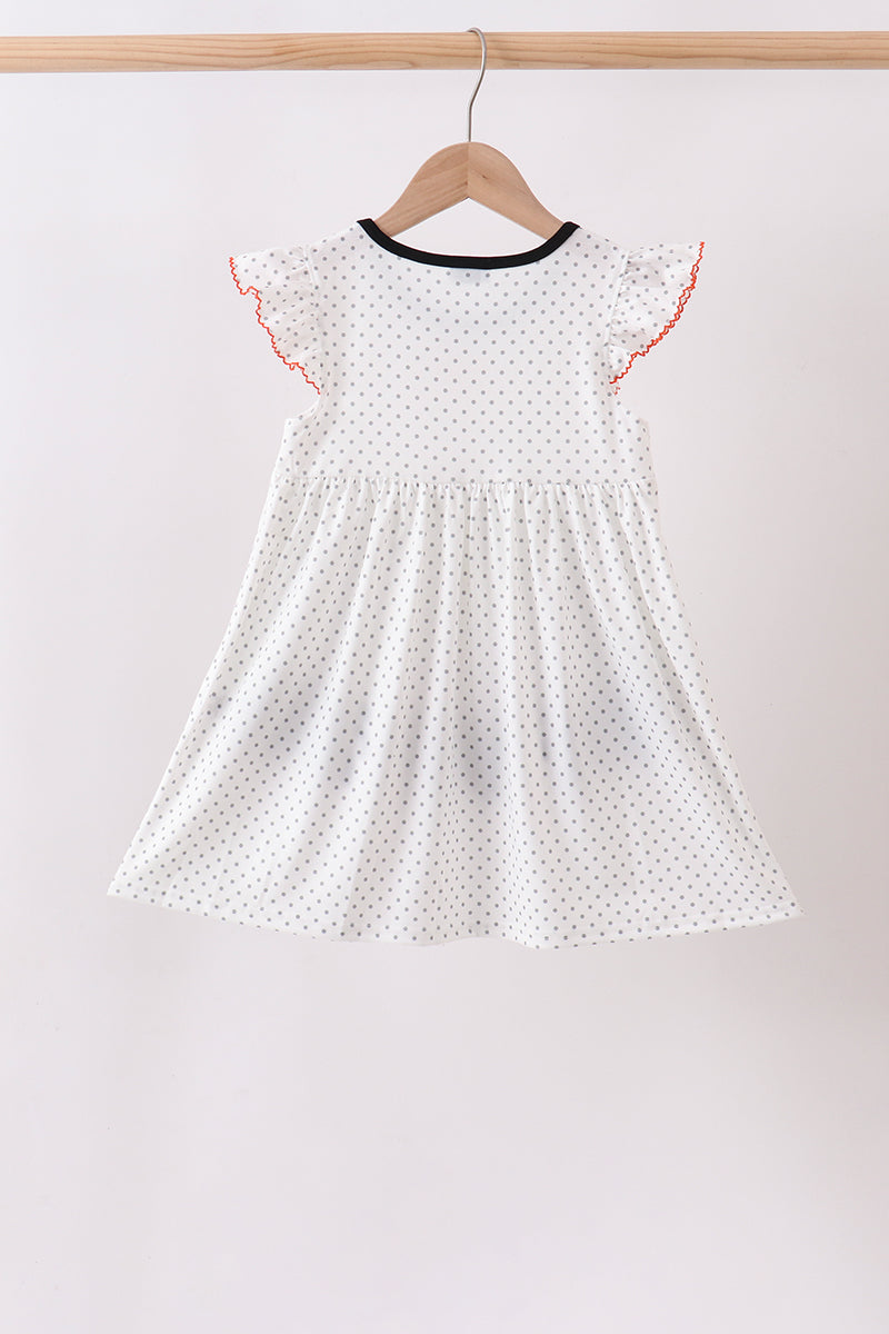 Black Spider Embroidery Ruffle Dress