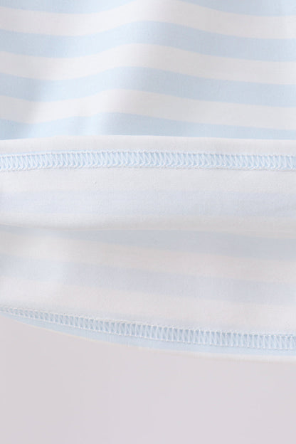 Black Spider Embroidery Pocket Stripe Top