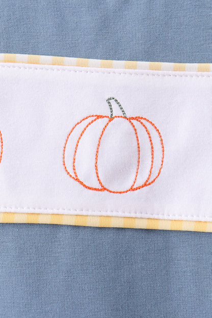 Blue Pumpkin Embroidery Gingham Shorts Set