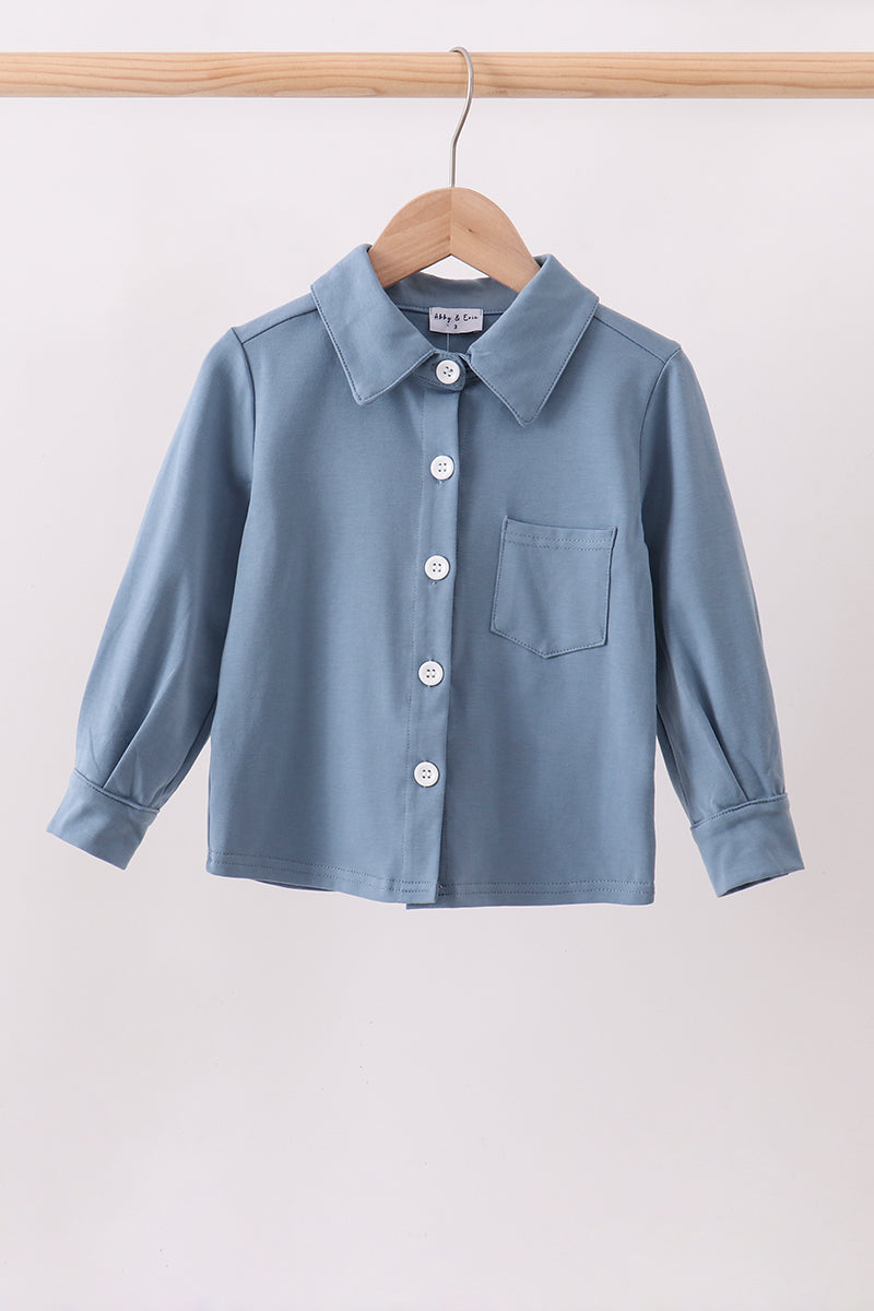 Blue Button Down Pocket Shirt