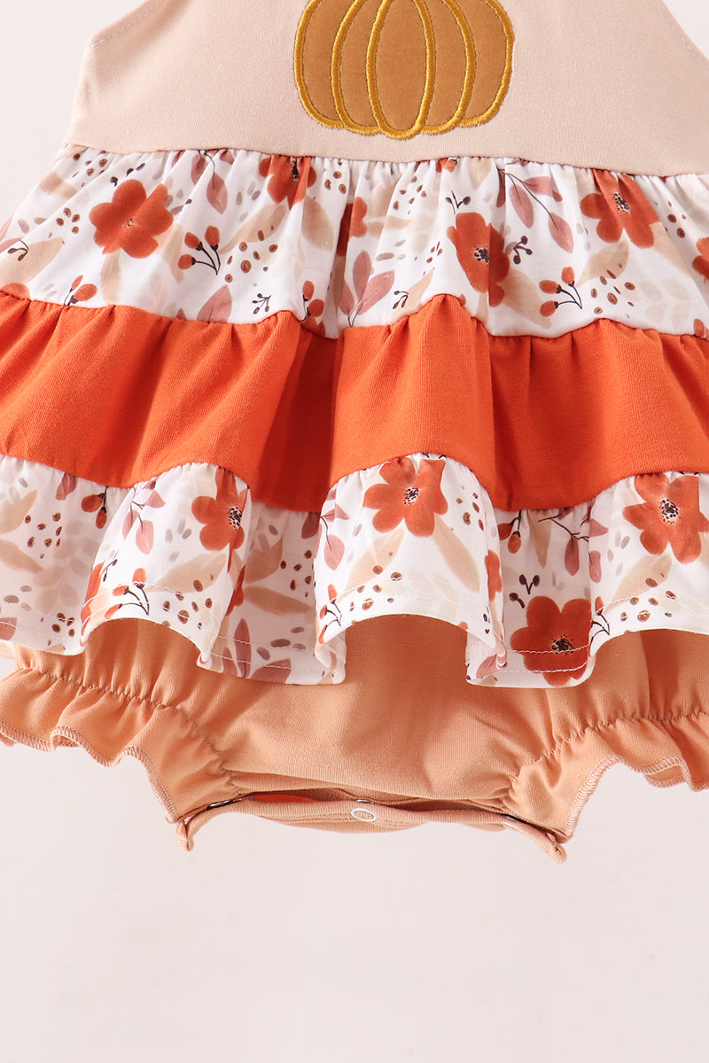 Floral Pumpkin Embroidery Ruffle Bubble