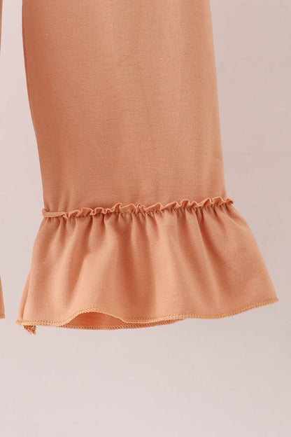 Floral Pumpkin Embroidery Ruffle Pants Set