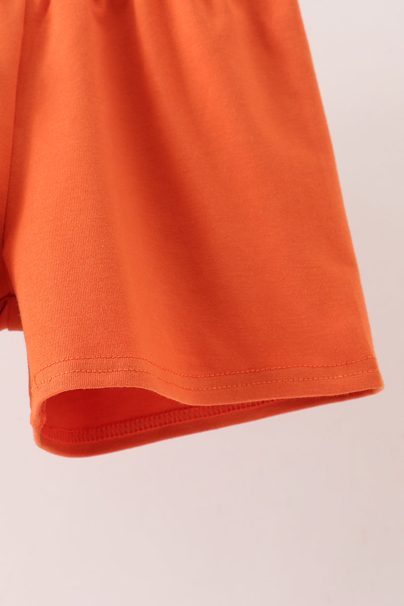 Pumpkin Embroidery Shorts Set