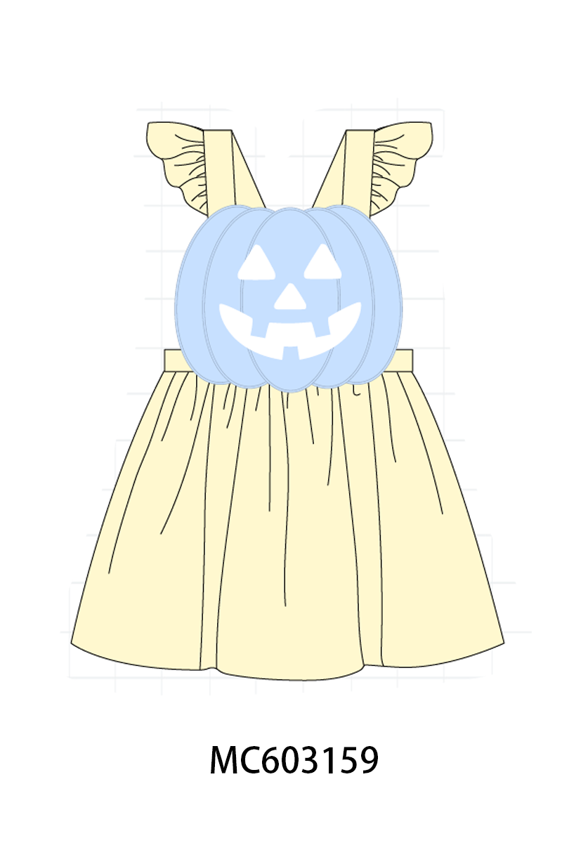 Cream Jack-O-Lantern Applique Ruffle Dress