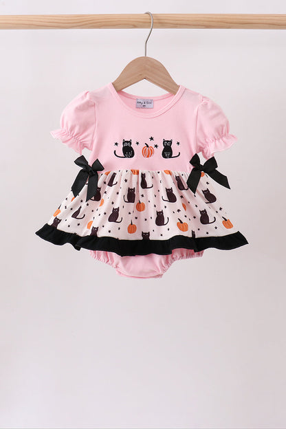 Pink Pumpkin Cat Embroidery Bubble