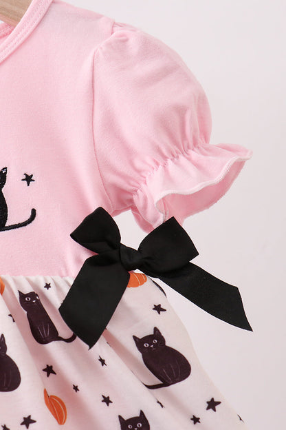 Pink Pumpkin Cat Embroidery Bubble