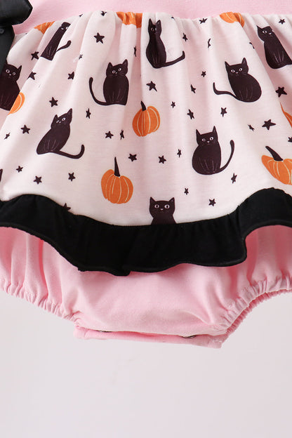 Pink Pumpkin Cat Embroidery Bubble