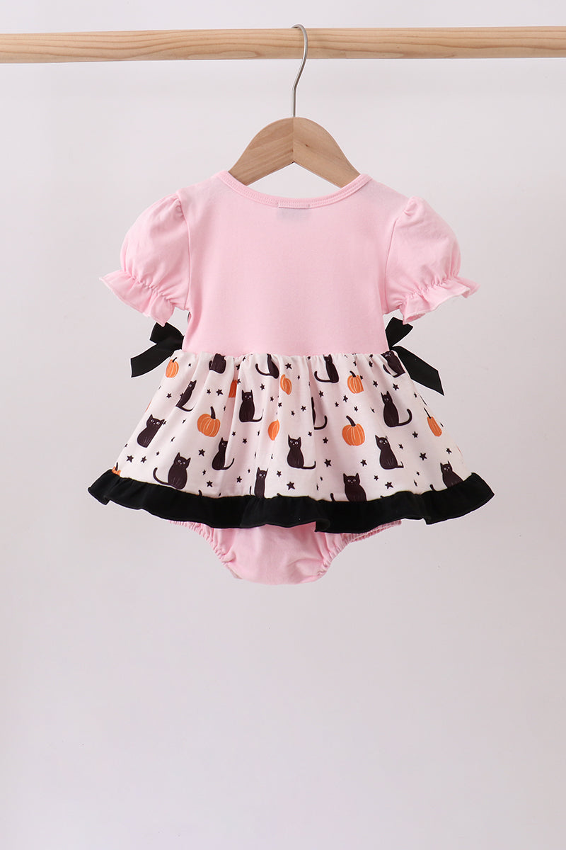 Pink Pumpkin Cat Embroidery Bubble