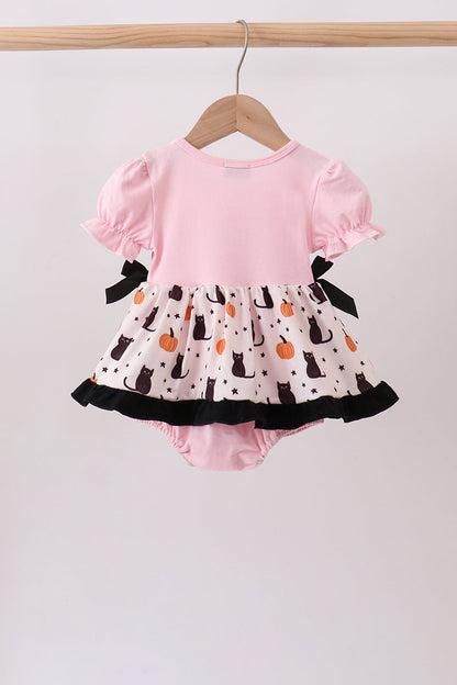Pink Pumpkin Cat Embroidery Bubble