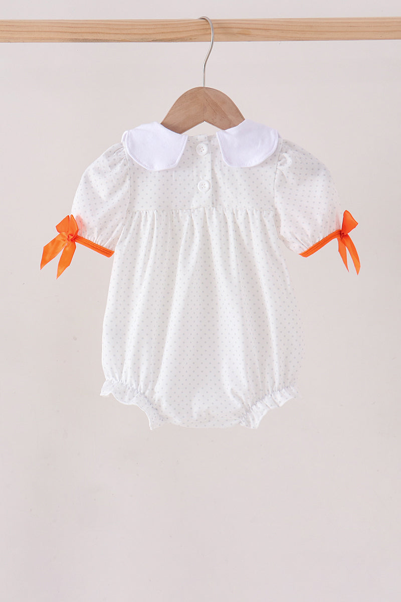 Orange Pumpkin Bow Embroidery Bubble