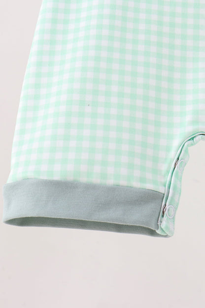 Green Pumpkin Embroidery Gingham Jon Jon