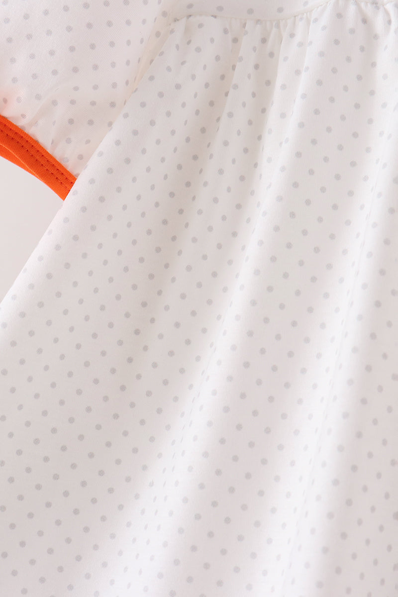 Orange Pumpkin Bow Embroidery Pants Set