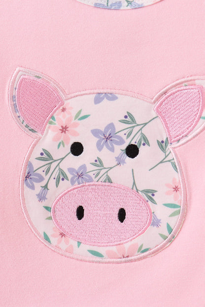 Pink Piggy Applique Bloomer Set