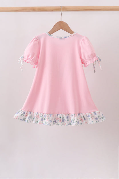Pink Piggy Applique Ruffle Dress