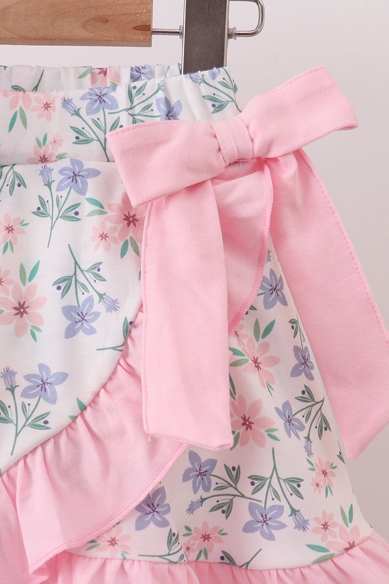 Pink Piggy Applique Ruffle Skorts Set