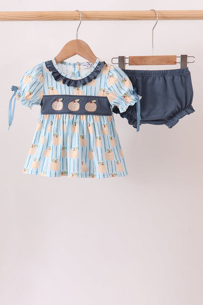 Gray Pumpkin Ruffle Shorts Set