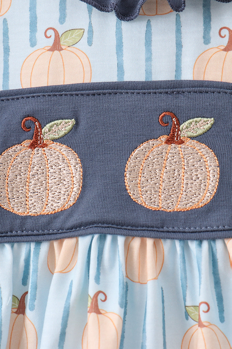 Blue Pumpkin Embroidery Ruffle Shorts Set