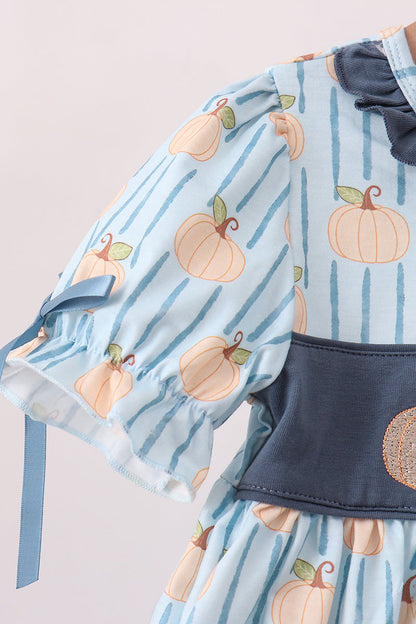 Blue Pumpkin Embroidery Ruffle Shorts Set