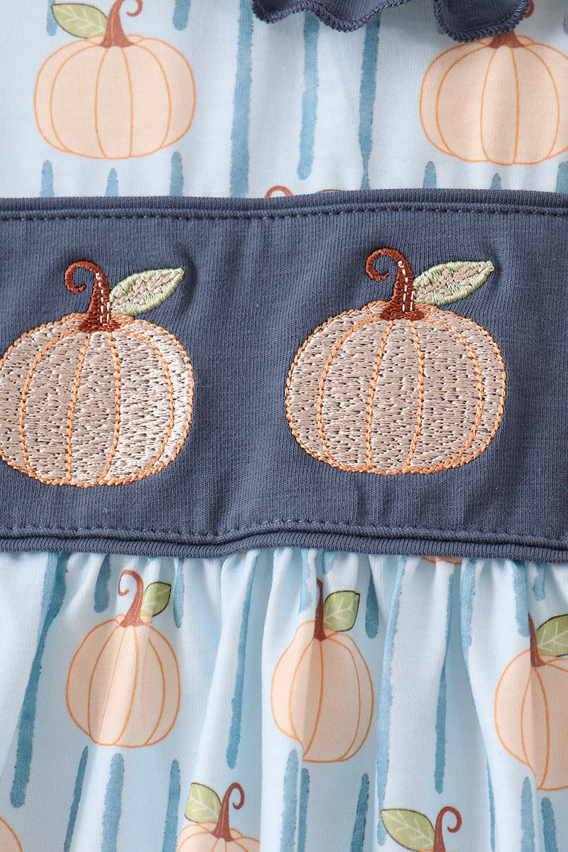Blue Pumpkin Embroidery Ruffle Dress
