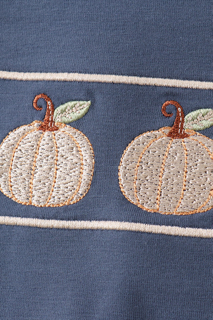Blue Pumpkin Embroidery Shorts Set