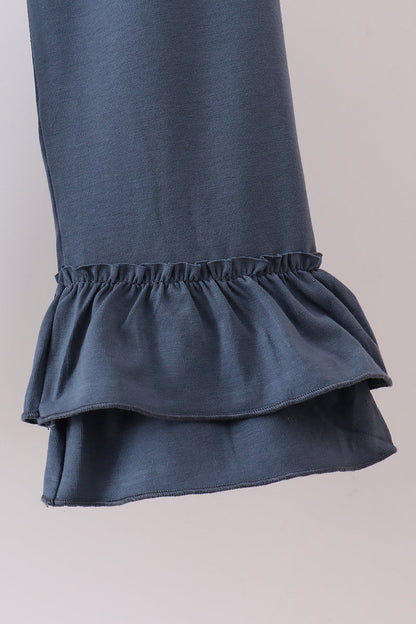 Blue Pumpkin Embroidery Ruffle Pants Set