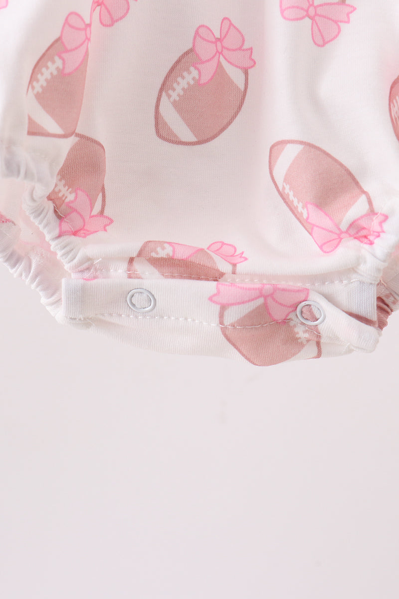 Pink Touchdown Smocked Ruffle Bubble