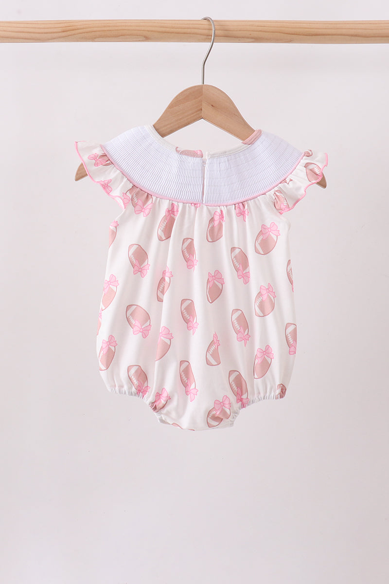 Pink Touchdown Smocked Ruffle Bubble