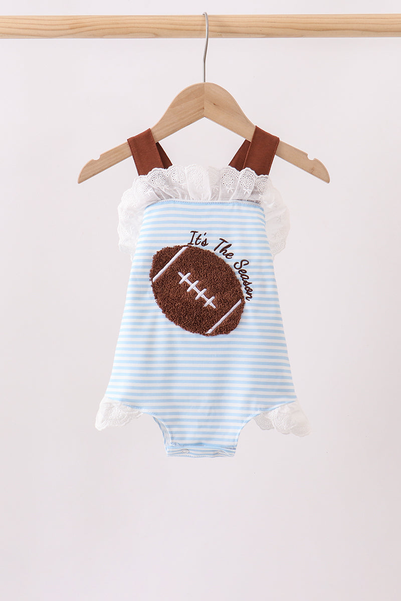 Blue Football French Knot Stripe Lace Bubble