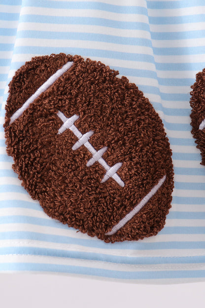 Blue Stripe Football French Knot Bloomer Set